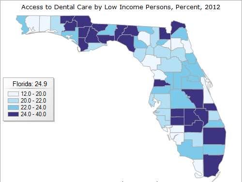 Accessibility for Low-Income Residents According to data from the Florida Department of Health Public Health Dental Program, residents who are living below the poverty level have seen a decrease in