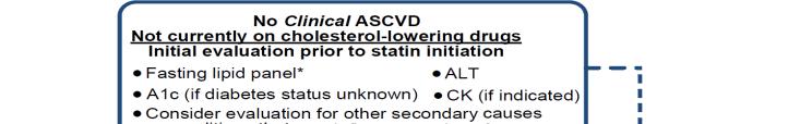 nitiating statin therapy in individuals id without t clinical ASVD *Fasting lipids preferred.
