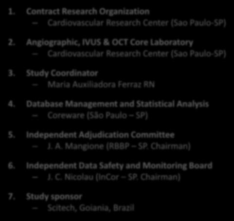 Study Coordinator Maria Auxiliadora Ferraz RN 4. Database Management and Statistical Analysis Coreware (São Paulo SP) 5.