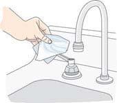 Apply unperfumed, bactericidal liquid soap. Rub hands together vigorously for about 15 to 20 seconds.