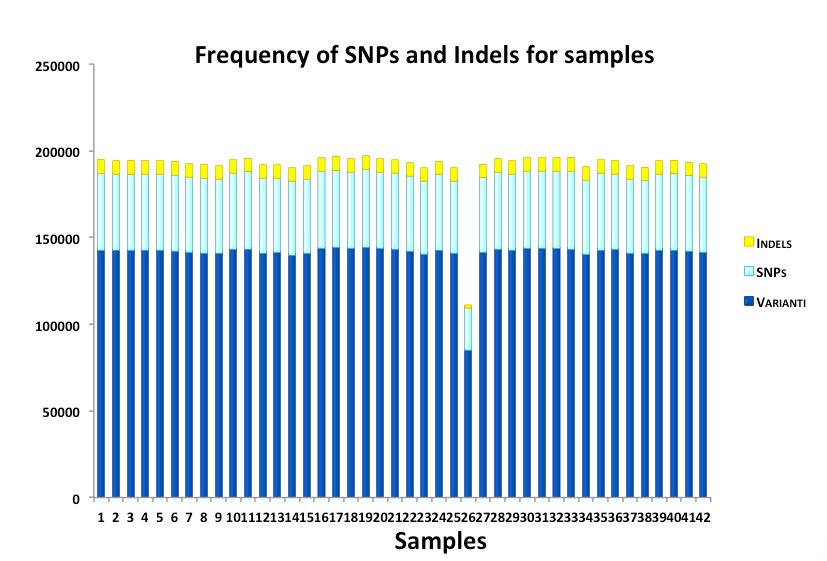 3.2. Whole exome sequencing 31 file with vcftool 4 allows to have a general idea about the overall number of variants, divided by SNPs and indels, number of