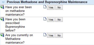 Screener: Prior Treatment for Substance Use Disorder Prior treatment utilizing methadone,