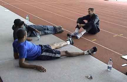 3 Three of Terry Lomax s athletes relaxing after training Clockwise from right, Robbie Grabarz, 227, Martyn Bernard, 230 and Seyi Smith 1023/2089 The adaptation of basic running drills to the high
