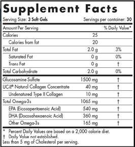 Omega Joint Xtra 540 mg EPA/360 mg DHA/1500 mg Glucosamine Sulfate/40 mg UC-II Collagen Omega Joint Xtra is a synergistic blend of high-intensity omega-3 and glucosamine sulfate to support the repair