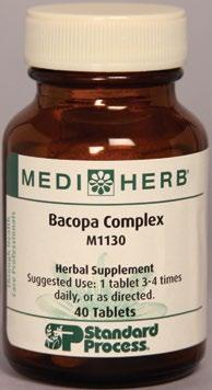 Jen Franco, CN MediHerb s Bacopa Complex is a complex formula developed to enhance mental clarity and support cognitive and normal memory functions.