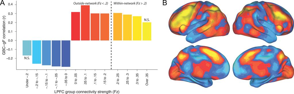 8994 J. Neurosci., June 27, 2012 32(26):8988 8999 Cole et al. Global Connectivity Predicts Intelligence Figure 4. IdentifyingtheoriginoftheLPFCGBC gfcorrelation.
