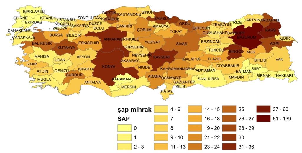 IV. OTHER NEWS: 2013 summary report on FMD situation in Turkey 2 : FMD is endemic in the Anatolia region and is due to the serotypes O, A and Asia 1.