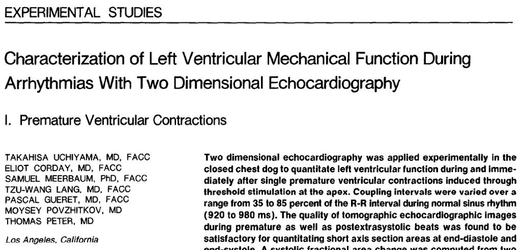 2-D echo was used to quantitate LV function
