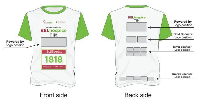Visibility at the event: BELhospice Team at Belgrade Marathon 2017 22 April 2017 Following sponsorship packages are available: Primary "Powered by" logo on BELhospice Team t-shirts (estimated