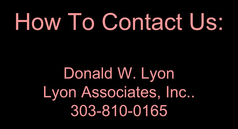 How To Contact Us: Donald W.