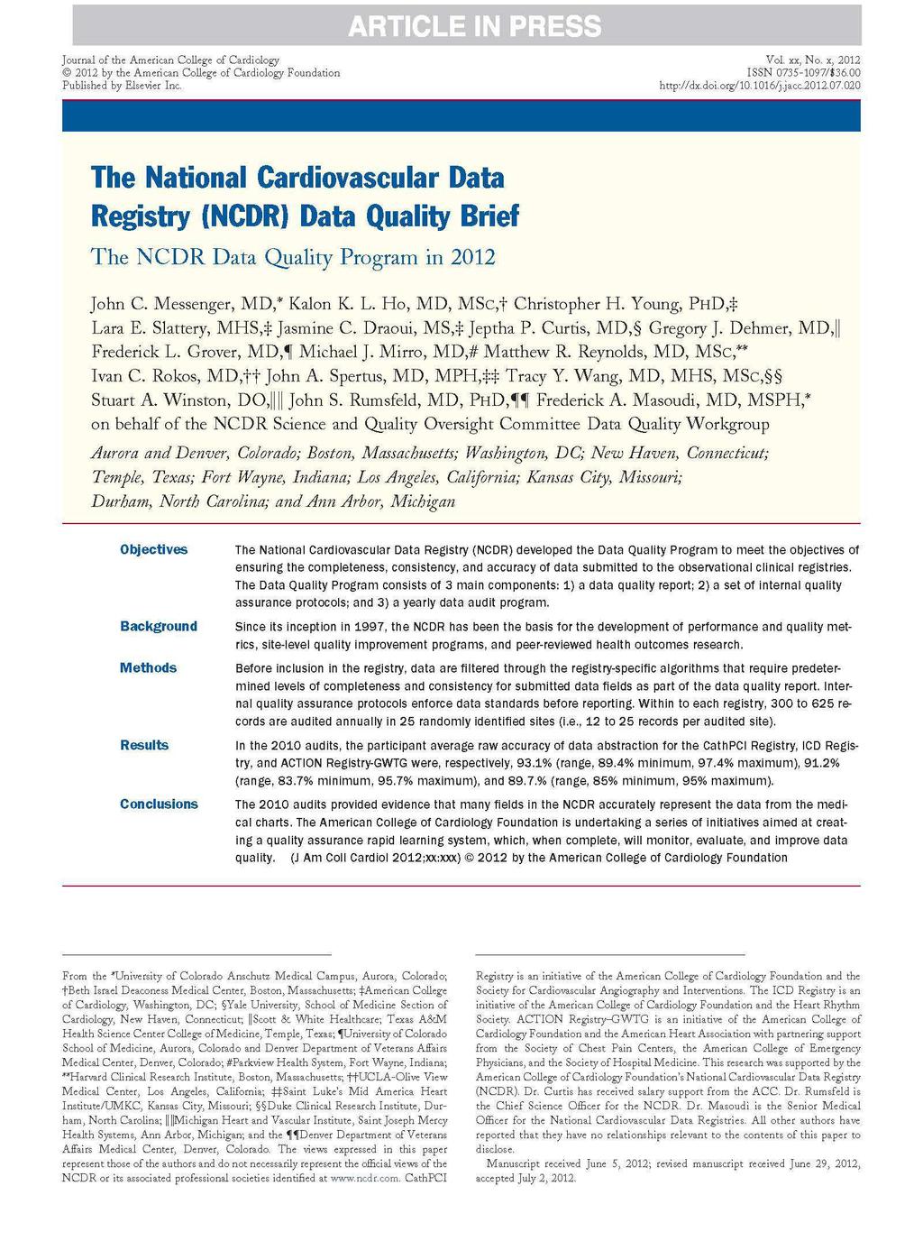 accuracy of data abstraction for the CathPCI, ICD, and ACTION-GWTG registries were,