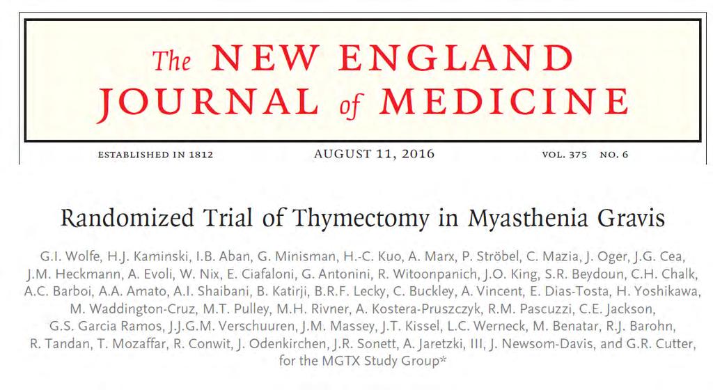 Landmark NEJM paper Multi-center randomized clinical trial comparing