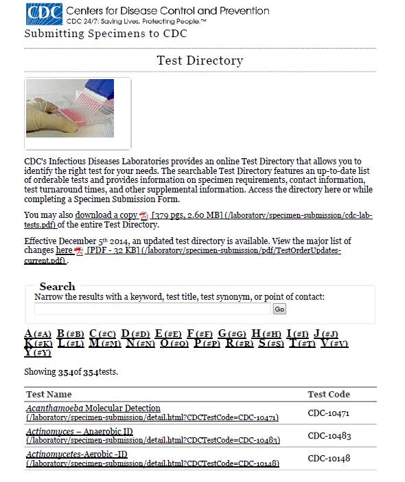 CDC Test Directory WISCONSIN STATE