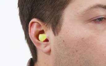 TOO MUCH EARPLUG SHOWING TOO MUCH EARPLUG SHOWING: To effectively block noise, nearly all of the earplug needs to be inside the ear canal.