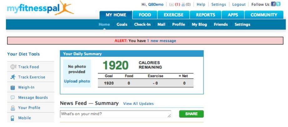 Finding the Site & Signing Up MyFitnessPal will present suggested fitness & nutrition goals.