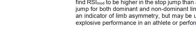These findings show RSlmod may not be an indicator of limb asymmetry, but may be useful for the coach when