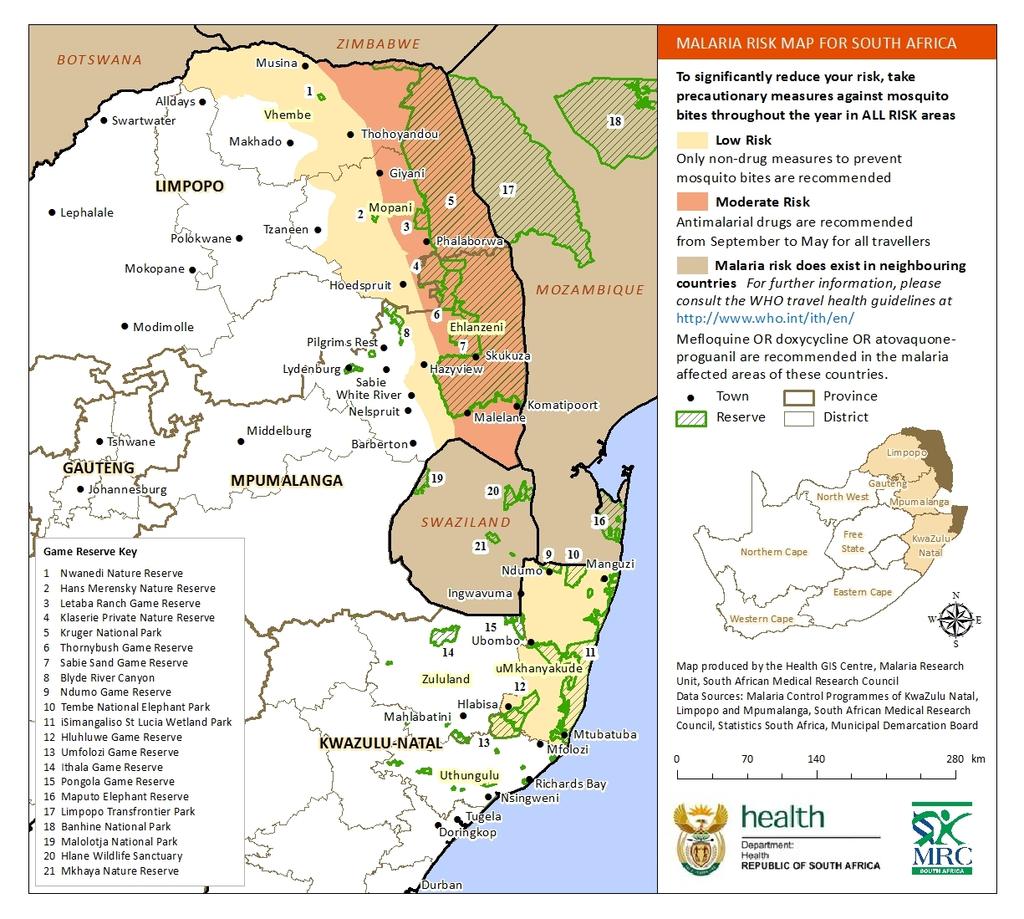 7. Map of malaria areas in South Africa (2013) National Department of