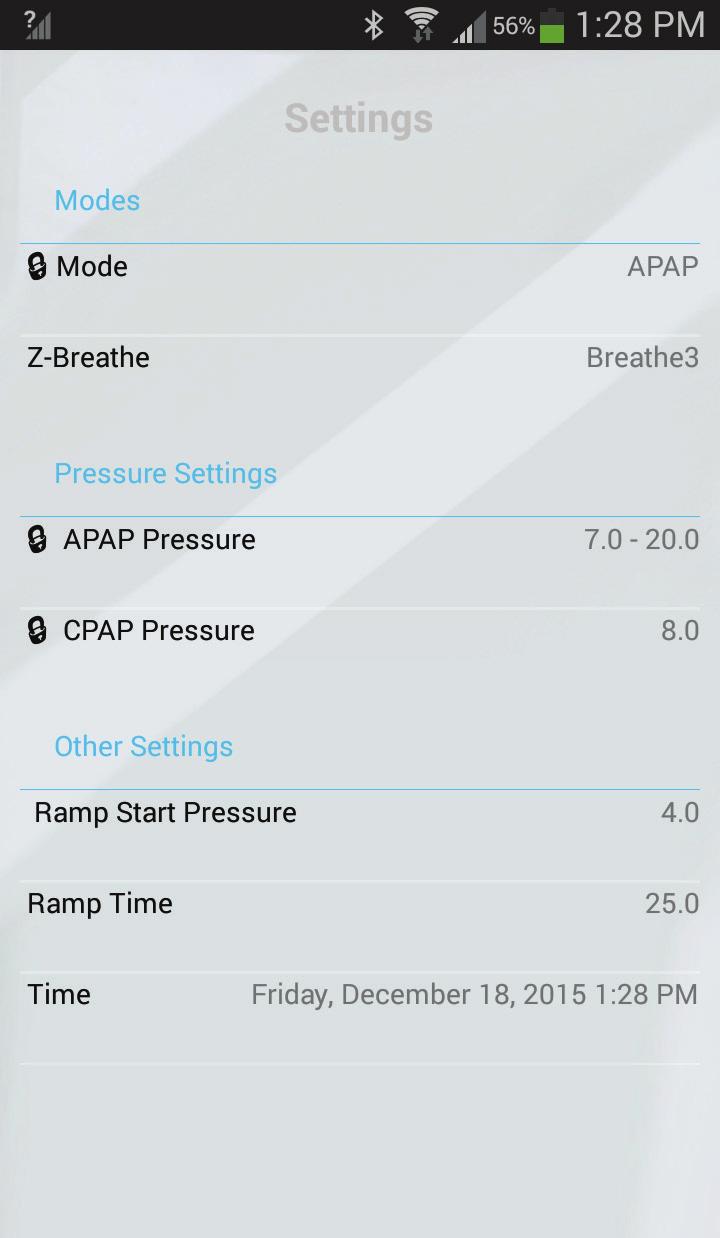 For Mode, CPAP Pressure and APAP