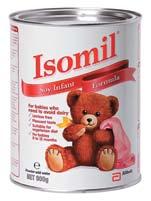 ISOMIL Isomil is a soy based infant formula for infants with feeding problems or who require a non-milk based formula as a first feeding alternative or as a supplement to breast feeding, Nutritional