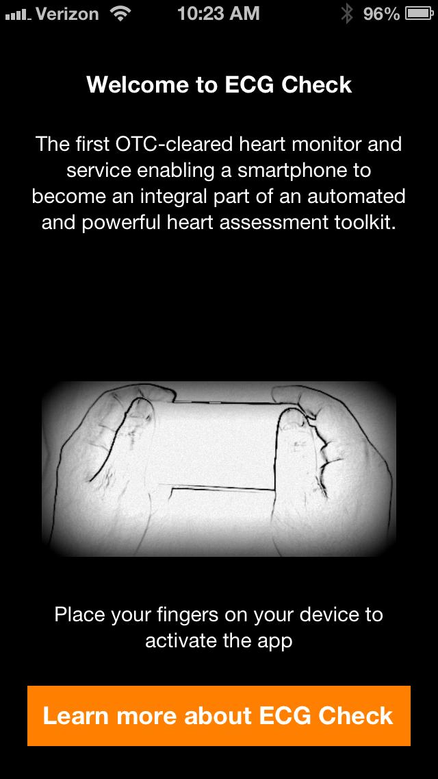 3. Start the ECG Check Application on the iphone by