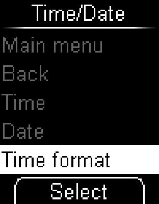Use to select the desired time format. The selected time format is displayed.
