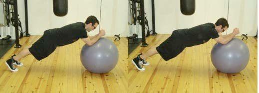 Stability Ball Stir the Pot Brace your abs. Put your elbows on the ball.