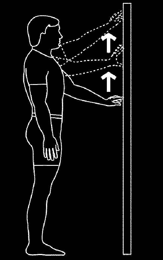 AROM shld flx (finger walking) at wall Stand, facing wall. Place hand on wall at hip level.