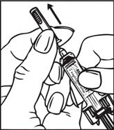 ! Use one hand to firmly hold the barrel of the pre-filled syringe. Use your other hand to pull the needle cap straight off (Figure F). Do not touch the needle or allow it to touch anything.