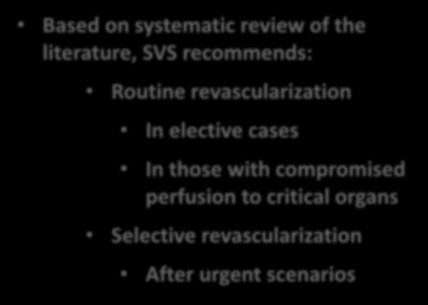 SVS Guideline Recommendations on Management of LSA Based on systematic
