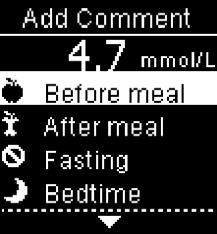 After meal, press to select a specific meal (Breakfast, Lunch, Dinner, or