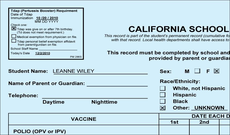 California Immunization Registry (CAIR) Prints Blue Card - No Sticker Needed!