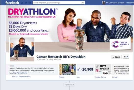 Standalone Facebook and Twitter communities allowed for creation of distinct campaign ToV 80% of Dryathletes do not follow CRUK on