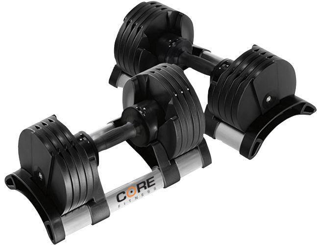 Core Fitness 5-50 lb Adjustable Dumbbells - Pair $645.00 delivered Own a complete set of dumbbells all in one pair with the Core Fitness Adjustable Dumbbells.
