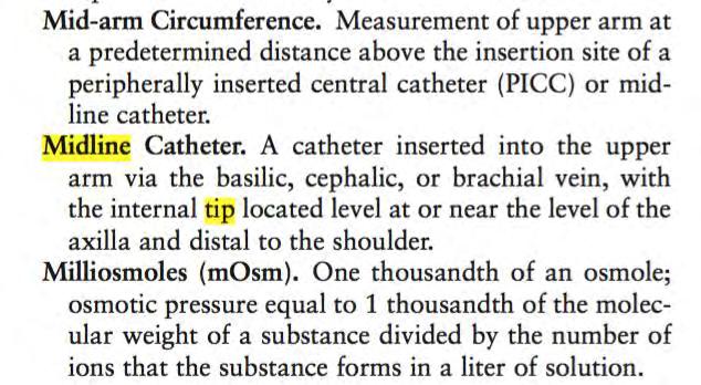 INS Glossary definition Midline Catheter.