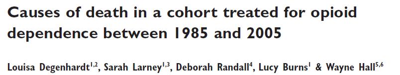 Addiction 2014 Retrospective cohort study (data linkage) 20 years 1985-2005 n=43,789 on