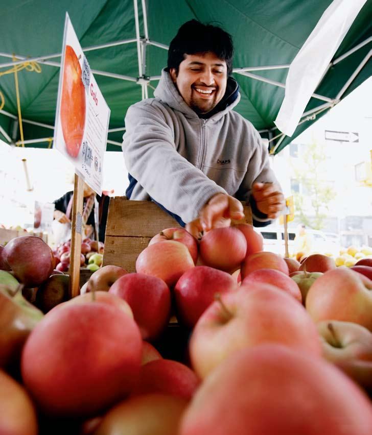 Healthy foods, often hard to find in East Harlem, can be purchased every Friday during the summer and early fall at the green market across