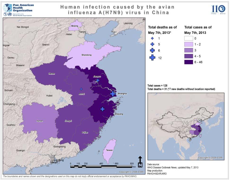 Avian Influenza A (H7N9) Information about human cases as of 11 August 2013: 135 laboratory