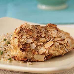 11 Fat Loss Jumpstart Almond Crusted Chicken Recipe The almonds turn this otherwise ordinary chicken dish into a crunchy, nutritious meal that packs a healthy dose of vitamin E and fiber.