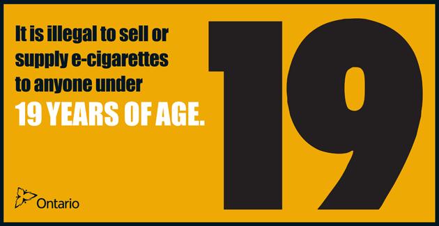 E-cigarette Age The sale of e-cigarettes to youth under 19