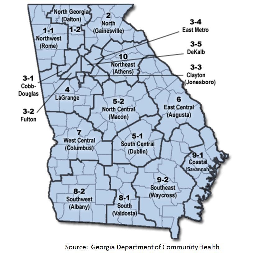 2013 Ty Cobb Regional Medical Center About Franklin County and Hart County Georgia Public Health Districts Georgia Public Health Districts The State of Georgia is divided into 18 health districts.