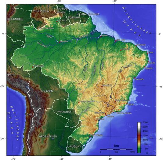 5 million km 2 (larger than the continental United States) Borders 10 South American