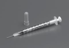Needles & Syringes KENDALL MONOJECT INSULIN SAFETY SYRINGES Latex free. Safety shield covers entire needle length. True transport position. Ultra-comfort, anti-coring, permanently attached needle.