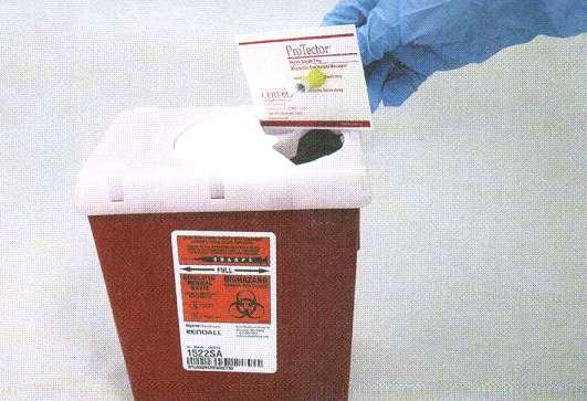 One-handed needle disposal