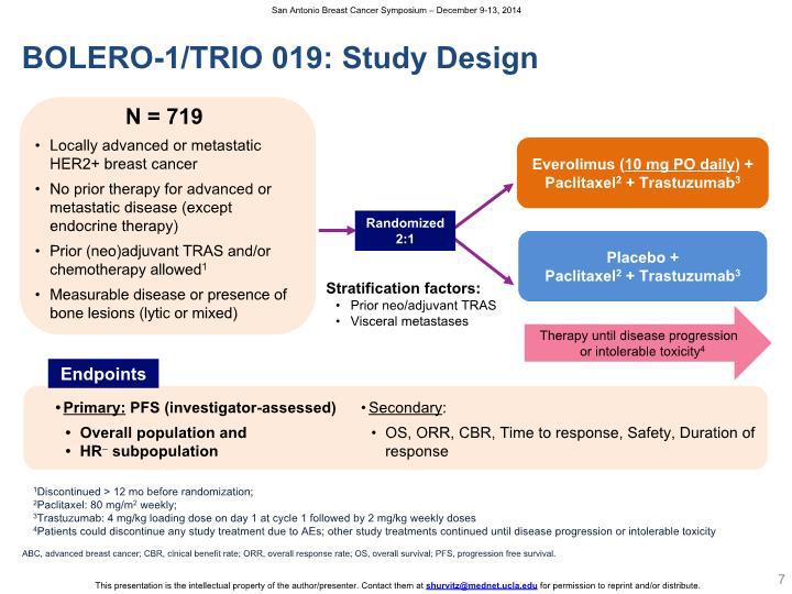 S6-01 Everolimus + trastuzumab + paclitaxel as 1st-line tx in HER2+ MBC: BOLERO-1 To prospectively validate hypothesis of