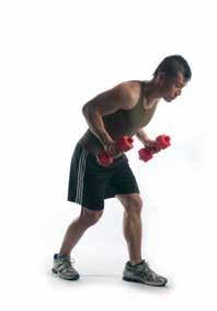 BARBELL EXERCISES: TRICEPS TWO ARM TRICEP KICK BACKS / 10-15 REPS Stand with one foot in front of the other
