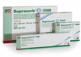 Suprasorb X + PHMB Suprasorb X+PHMB is an antimicrobial, biocellulose dressing that is able to absorb and donate moisture at the wound interface by using its unique HydroBalance technology.