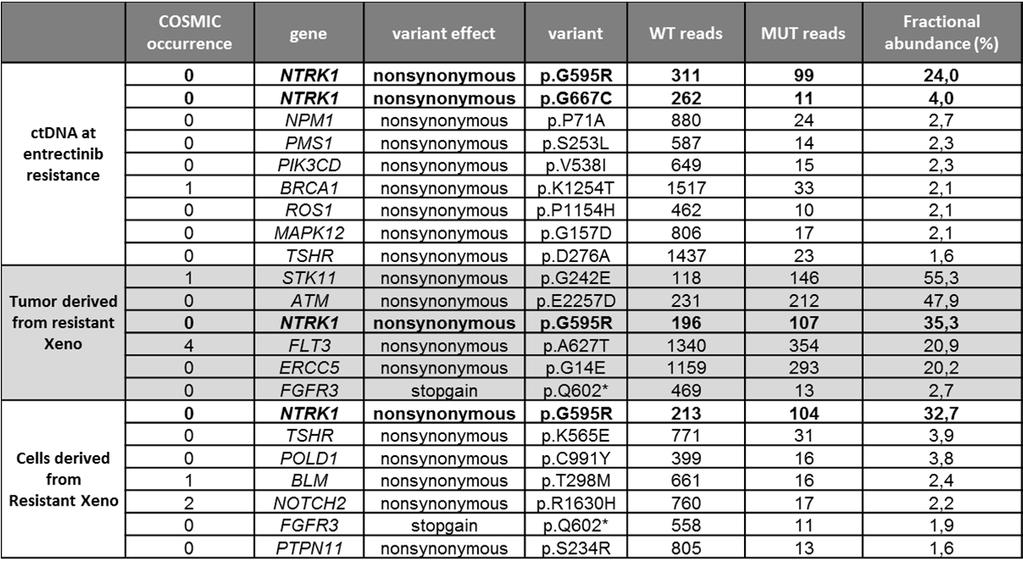 Supplementary Table S2. NGS analysis of patient s derived samples.