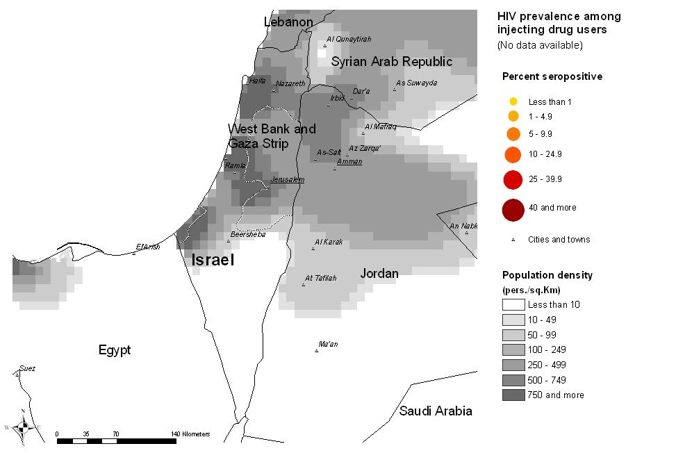 5 Israel Maps & charts Mapping the geographical distribution of HIV prevalence among different population groups may assist in interpreting both the national coverage of the HIV surveillance system