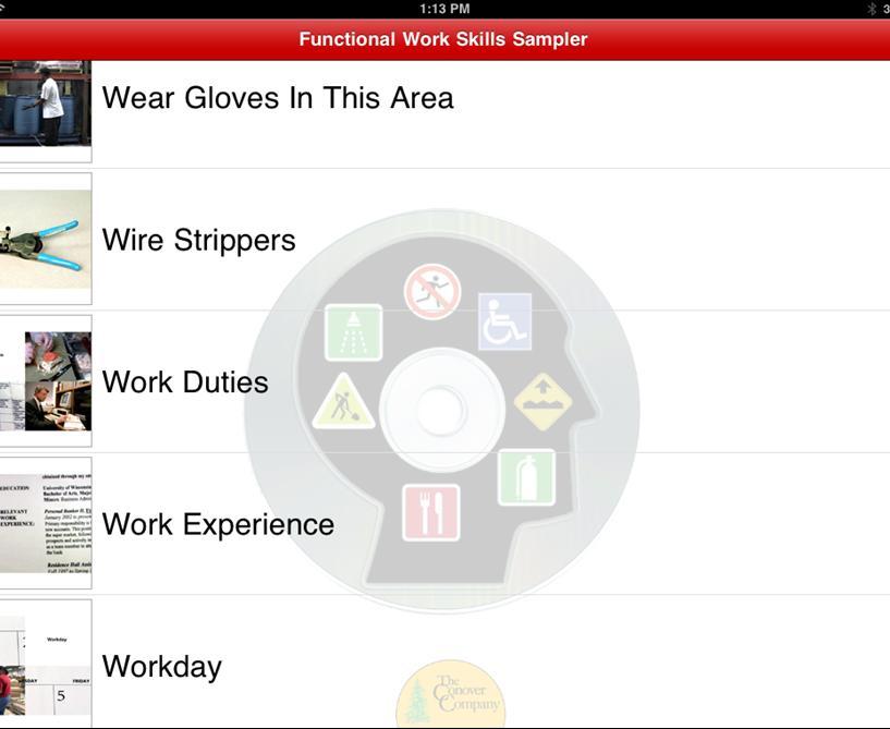 Work Skills Sampler HD Video modeling apps developed by the Conover Company Gives good example