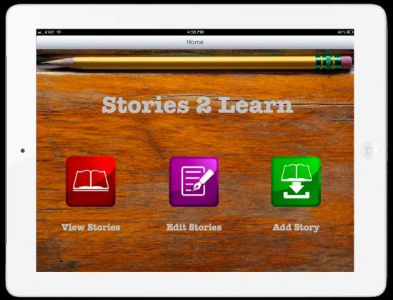 Stories2Learn This app provides a framework to create personalized stories using photos, text, and audio messages.